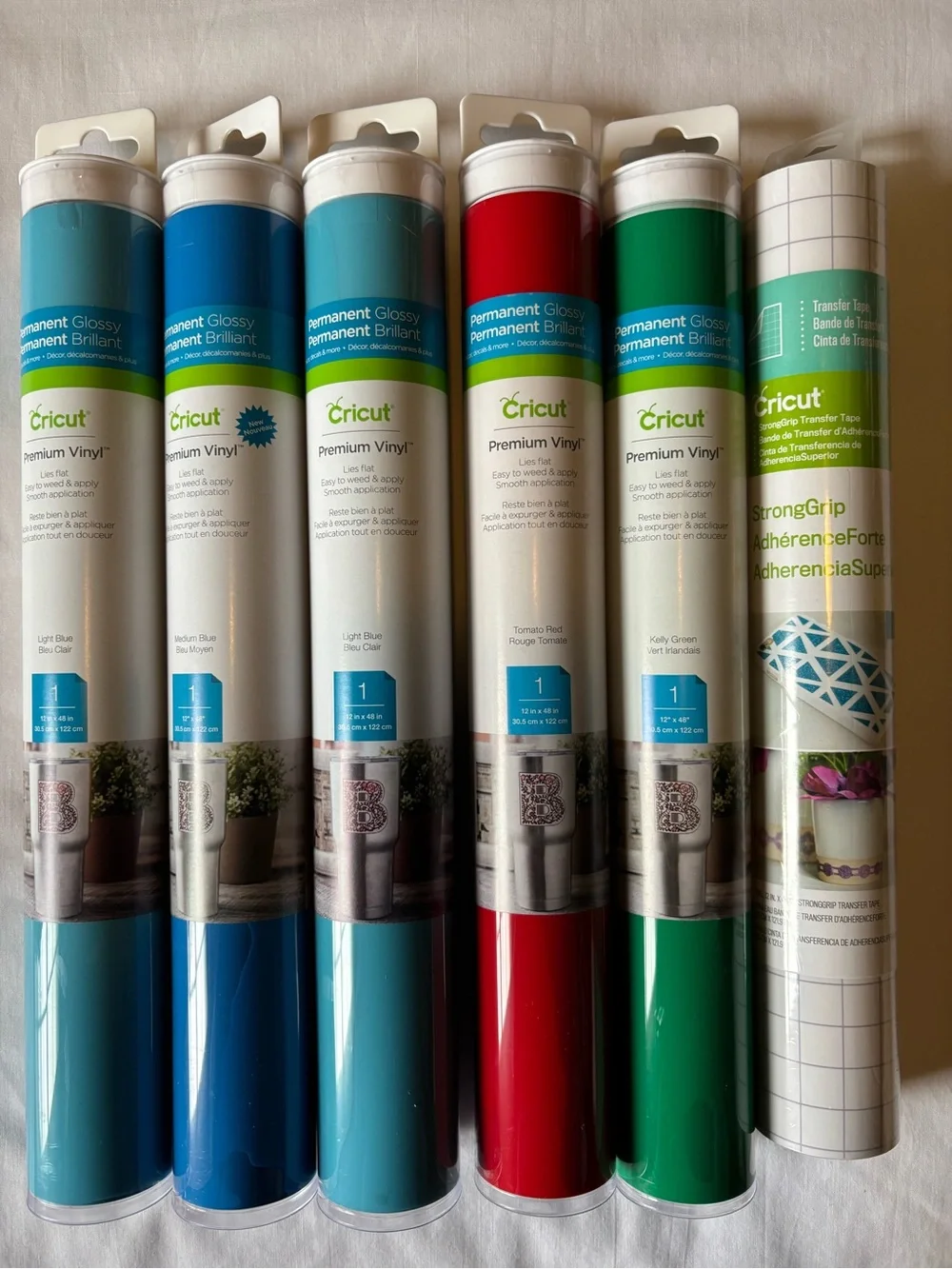 Cricut Premium Vinyl Rolls - Teal, Blue, Light Blue, Red, Green